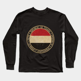 Vintage Republic of Yemen Asia Asian Flag Long Sleeve T-Shirt